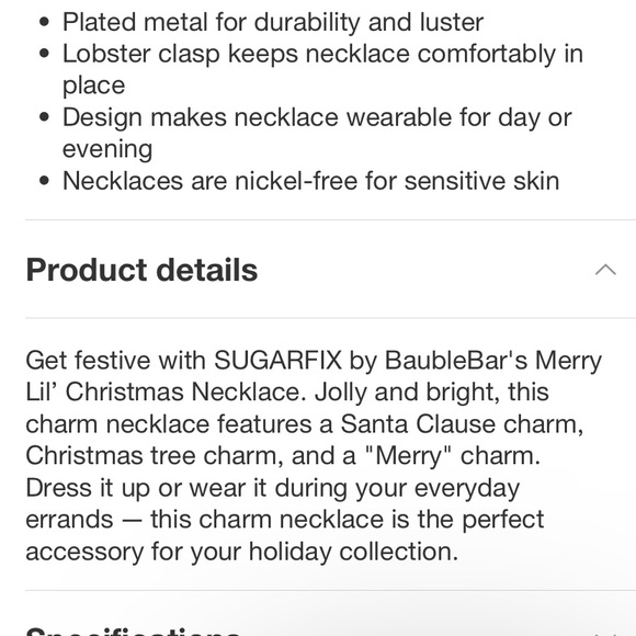 SUGARFIX by BaubleBar Joy to the World Joyful Merry Christmas Holiday Necklace - Picture 10 of 14